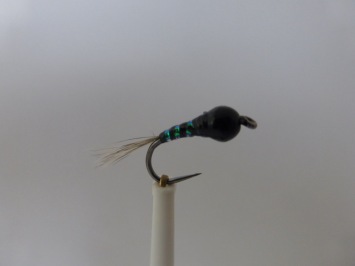 Size 14 Tungsten Black Shadow Perdigon Barbless